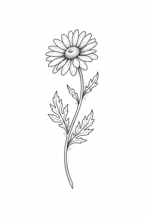 Daisy fine line birth flower tattoo design for April