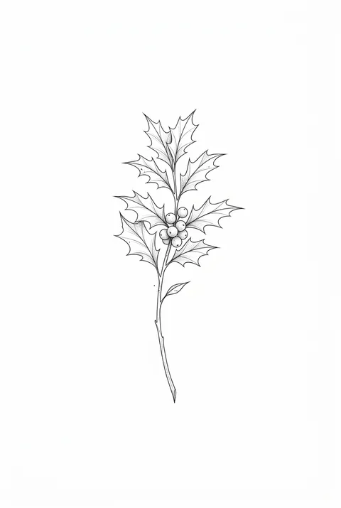 Holly fine line birth flower tattoo design for December
