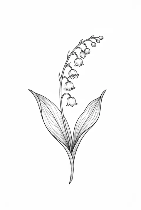 Lily of the valley fine line birth flower tattoo design for May