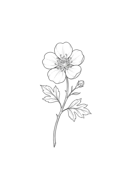 Hawthorn fine line birth flower tattoo design for May