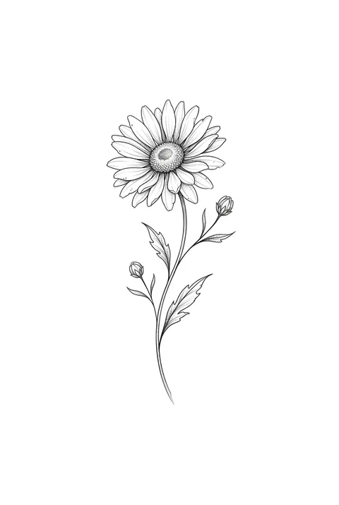 Aster fine line birth flower tattoo design for September