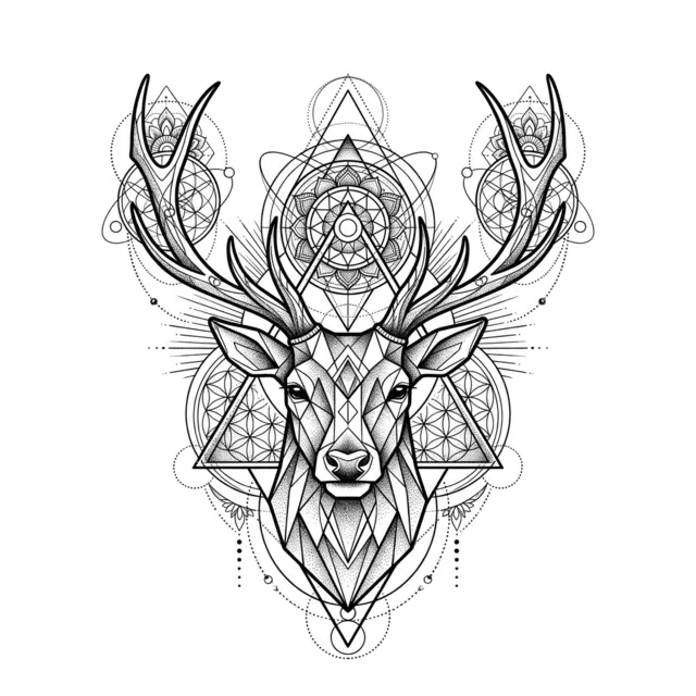 Geometric tattoo design: a deer