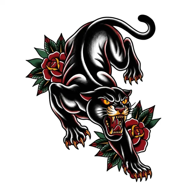 American traditional tattoo design: a panther