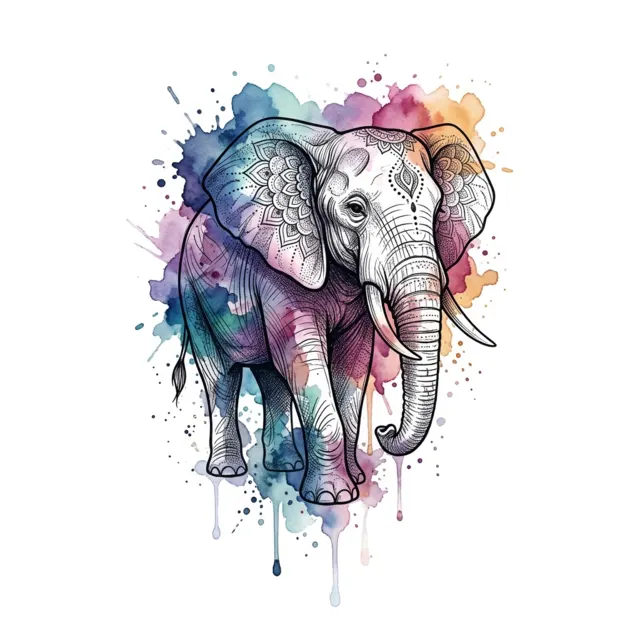 Watercolor tattoo design: an elephant