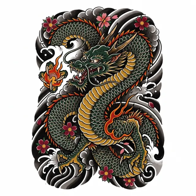 Japanese tattoo design: a dragon