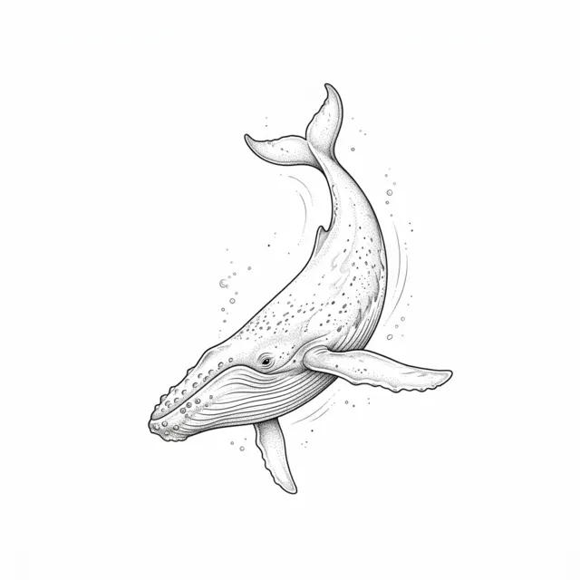 Fine line tattoo design: a whale