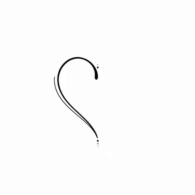 Minimalist tattoo design: half of a heart that matches its other half