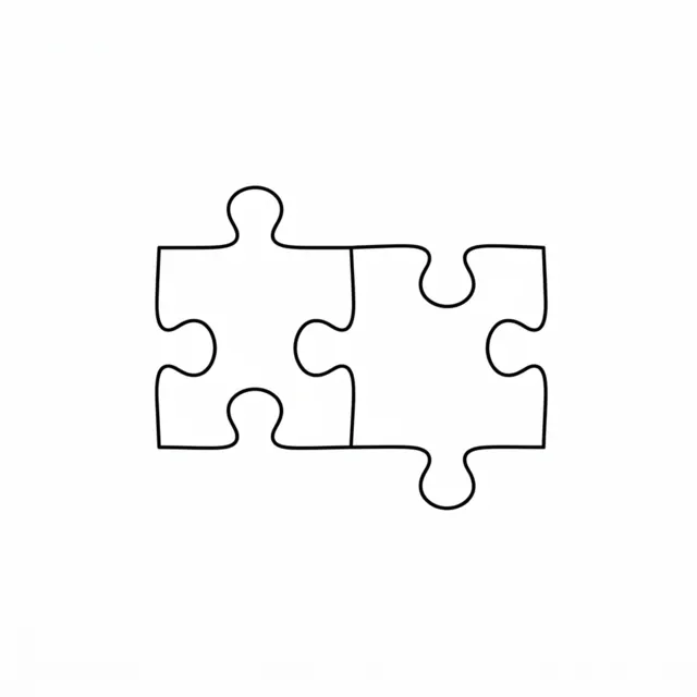 Minimalist tattoo design: two puzzle pieces fitting together