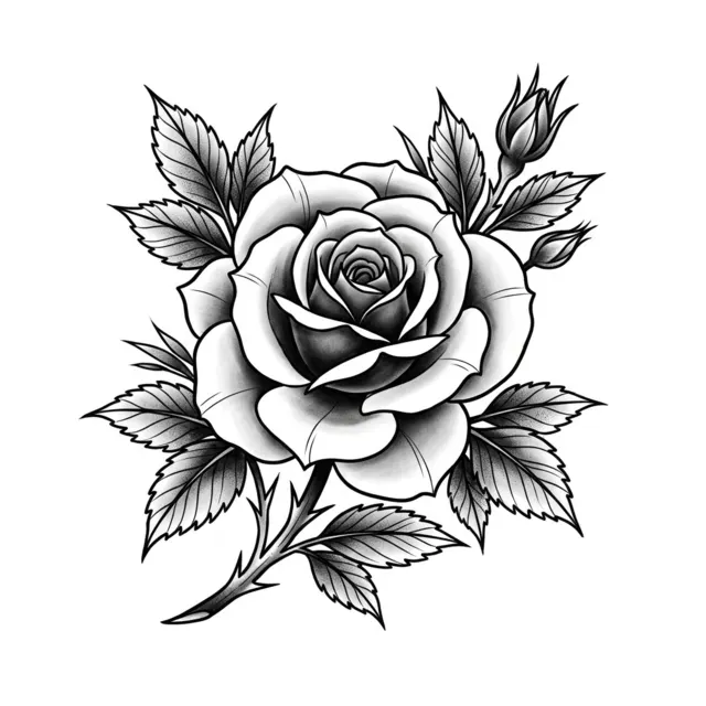 Black & grey tattoo design: a rose