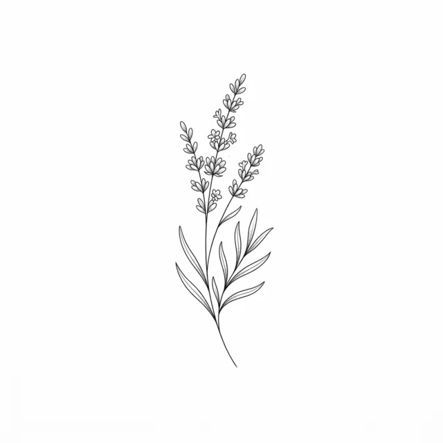 Fine line tattoo design: a lavender sprig