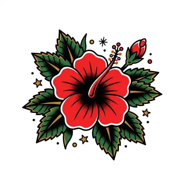 American traditional tattoo design: a hibiscus