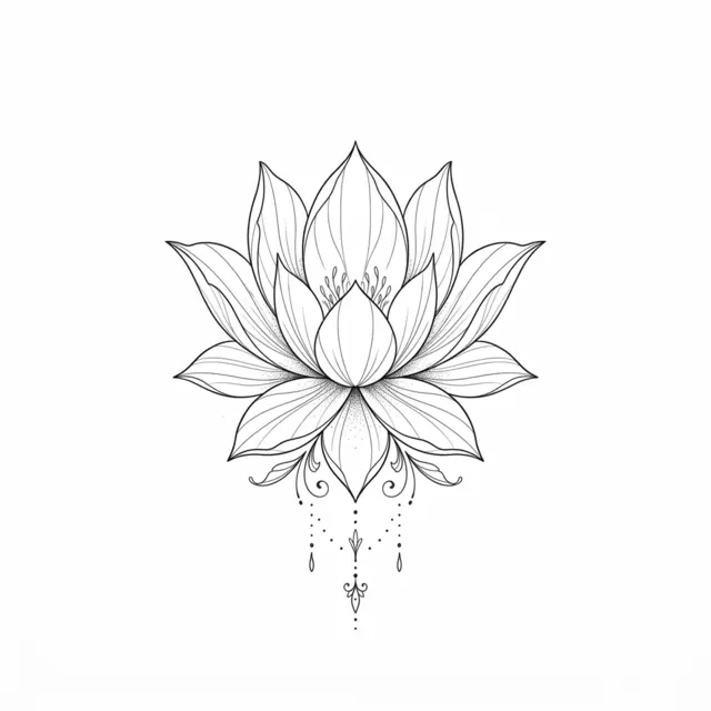 Fine line tattoo design: a lotus