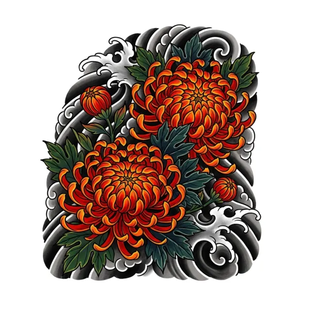 Japanese tattoo design: chrysanthemums