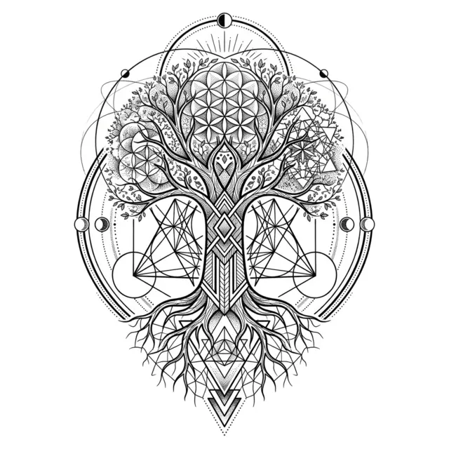 Geometric tattoo design: a tree of life