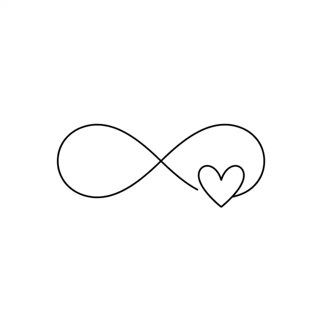 Minimalist tattoo design: an infinity sign with a heart