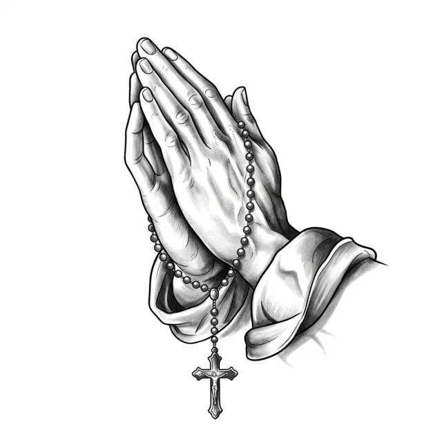 Black & grey tattoo design: praying hands