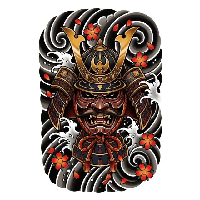 Japanese tattoo design: a samurai mask