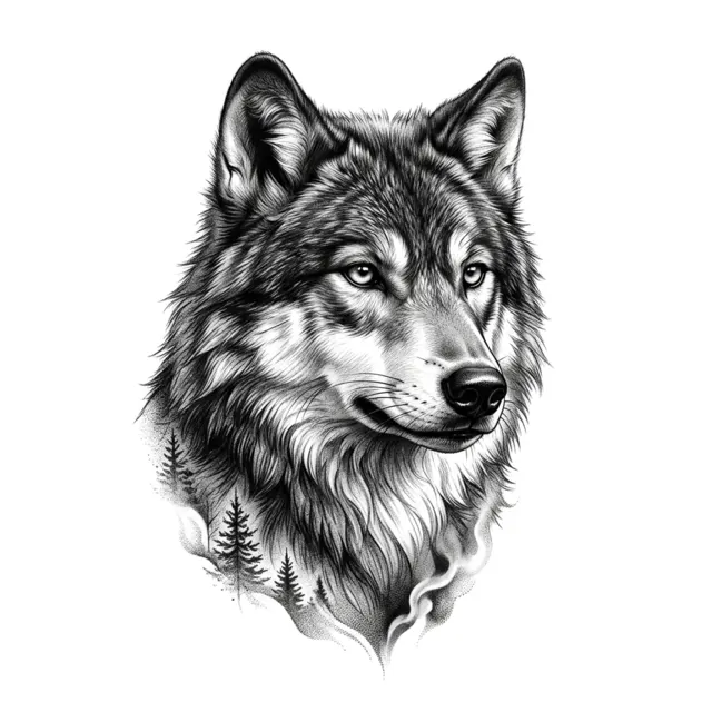 Realism tattoo design: a wolf