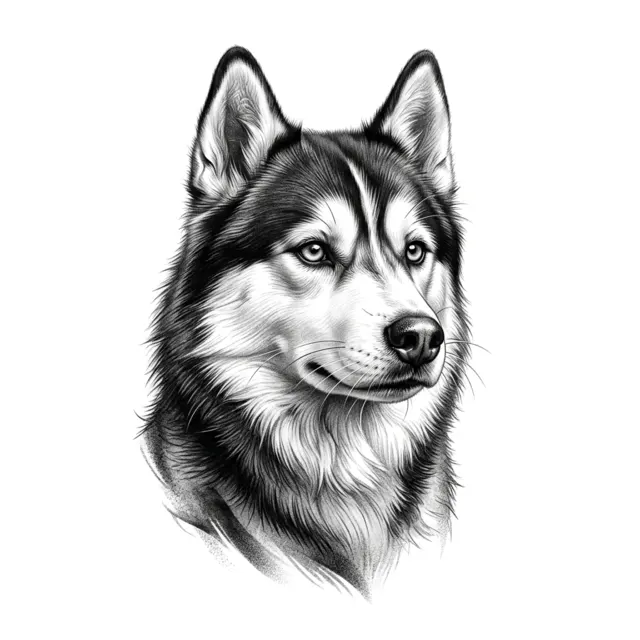 Realism tattoo design: a husky portrait