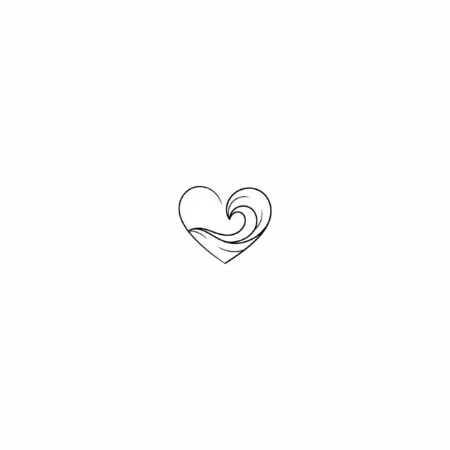 Minimalist tattoo design: a small heart with a wave