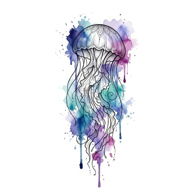 Watercolor tattoo design: a jellyfish