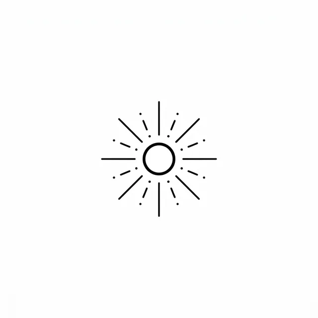 Minimalist tattoo design: a small sun on the back of the hand