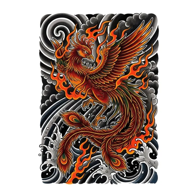 Japanese tattoo design: a phoenix in flames