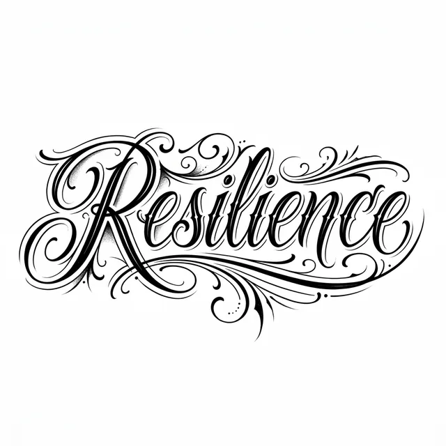 Lettering tattoo design: the word "Resilience" in elegant script