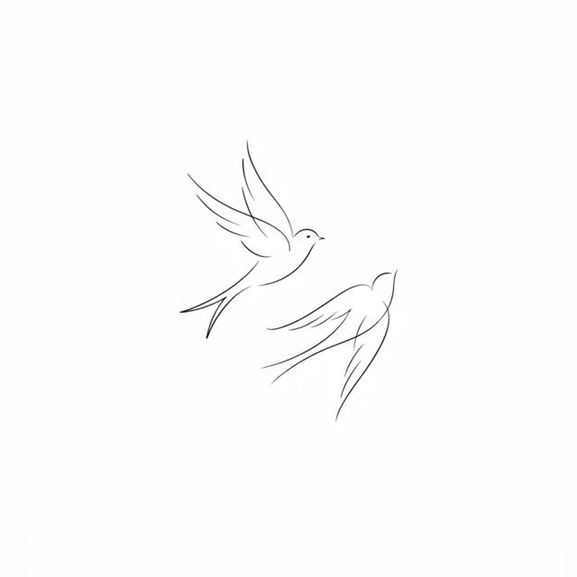 Minimalist tattoo design: two birds flying