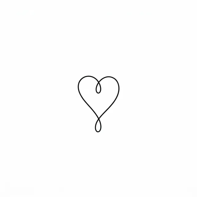Minimalist tattoo design: a small heart outline made of one continuous line