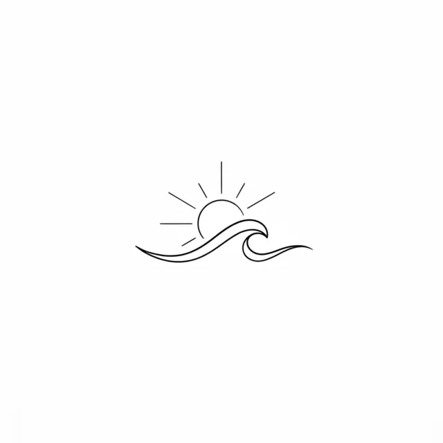 Minimalist tattoo design: a simple sun and wave