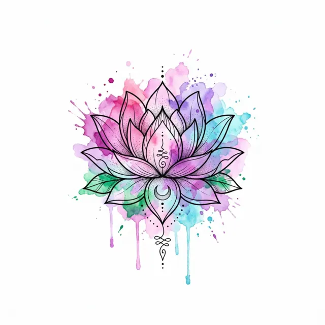 Watercolor tattoo design: a lotus flower
